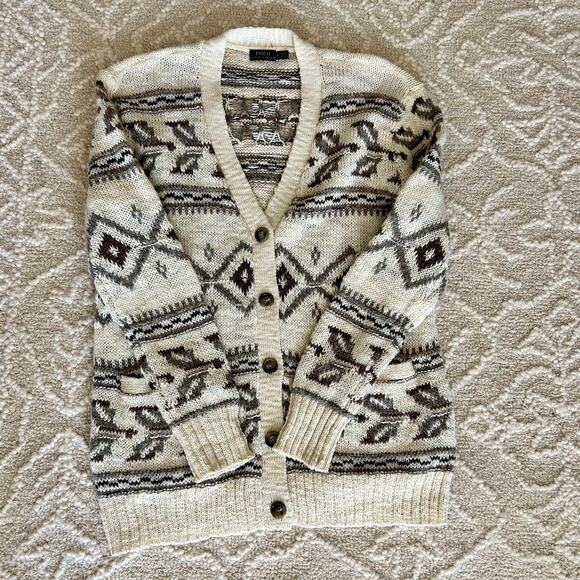 POLO Ralph Lauren Alpaca Wool Blend Southwestern Aztec Cardigan Sweater Size M - Picture 5 of 6